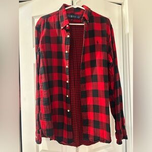 Ralph Lauren Red and Black Plaid Men's Shirt